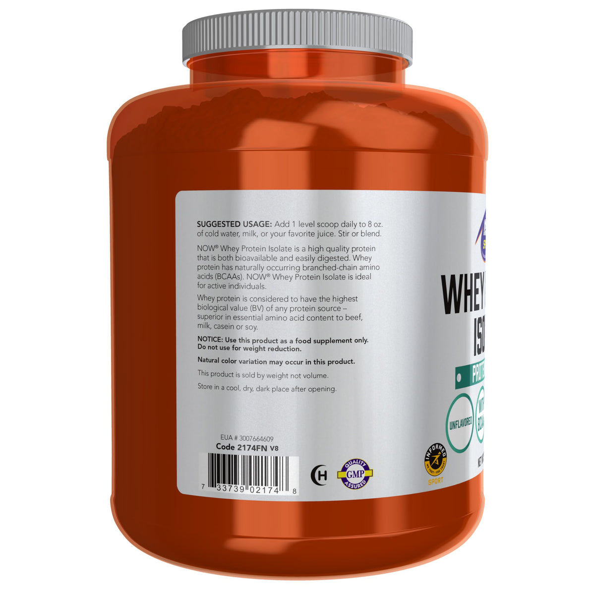Whey Protein Isolate 24 g With BCAAs Unflavored Powder 5 lbs O615