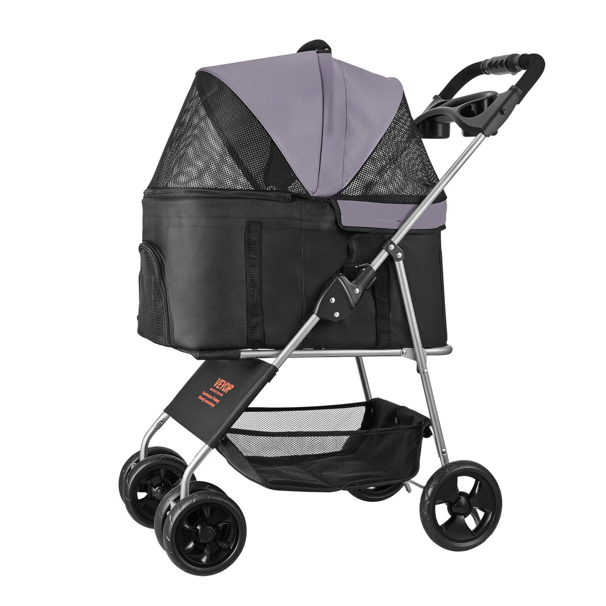 Foldable 4 Wheels Pet Stroller with Detachable Carrier D52565