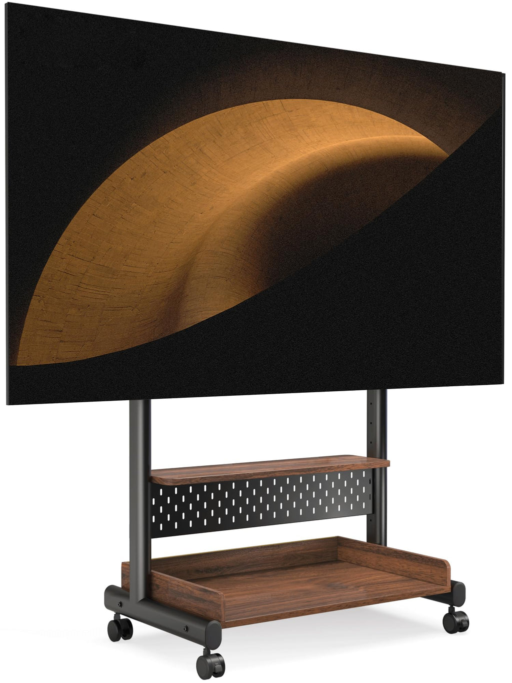 Rolling TV Stand Mount with Wooden Shelf P6196