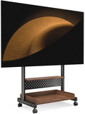 Rolling TV Stand Mount with Wooden Shelf P6196