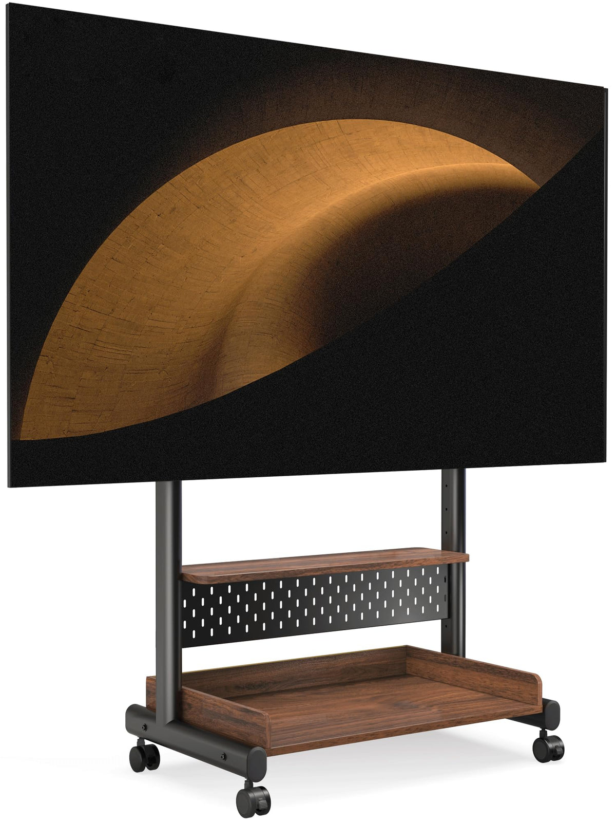 Rolling TV Stand Mount with Wooden Shelf P6196