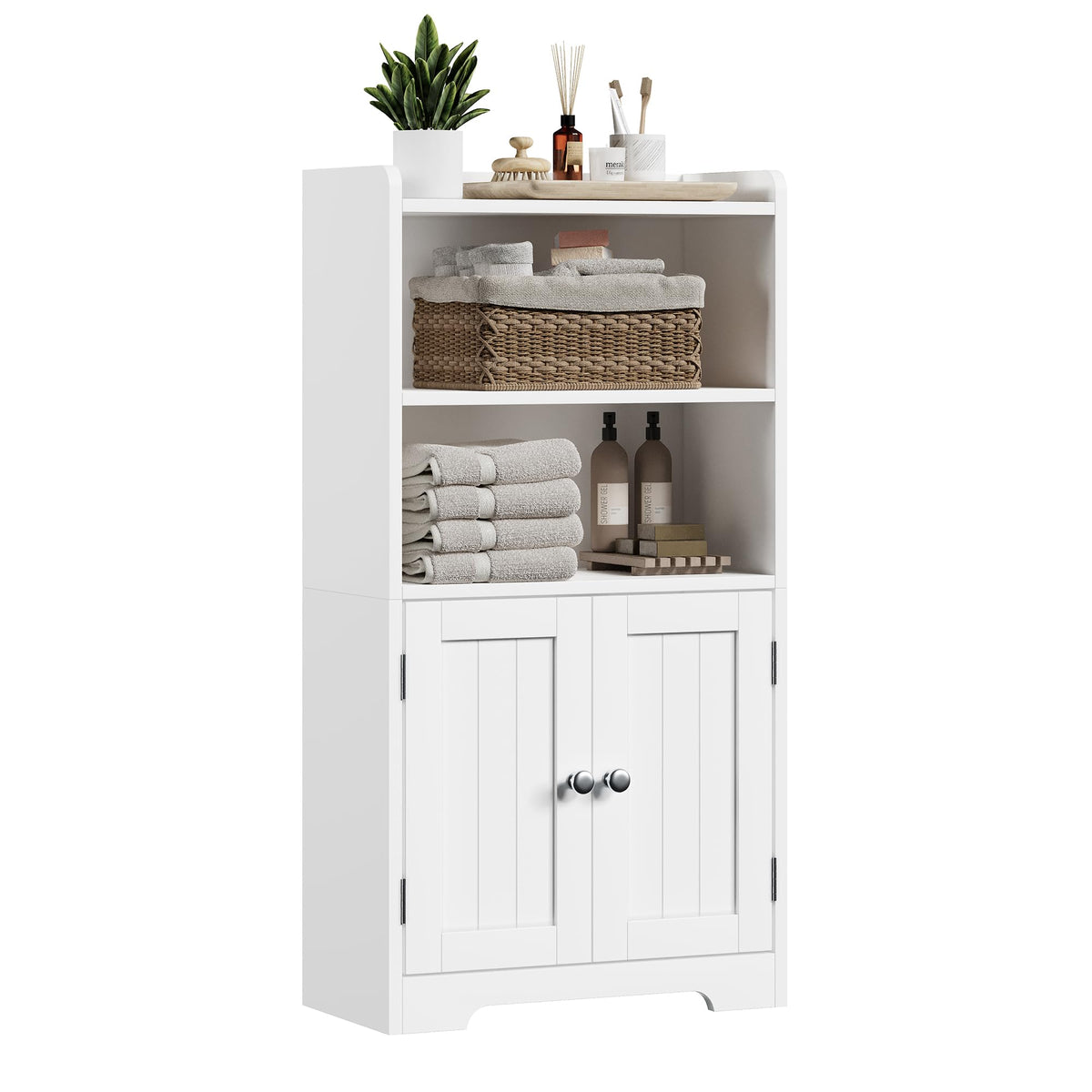 Small Bathroom Storage Cabinet with 2 Door and Shelves V9658
