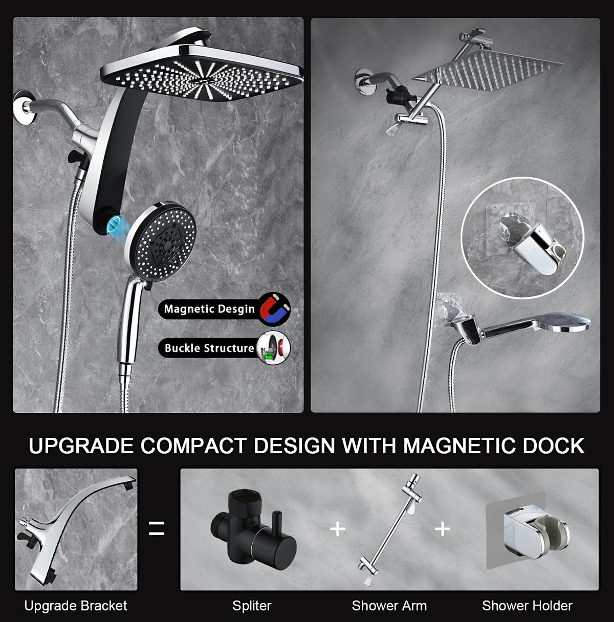 Chrome Handheld Rain Shower Head D7831