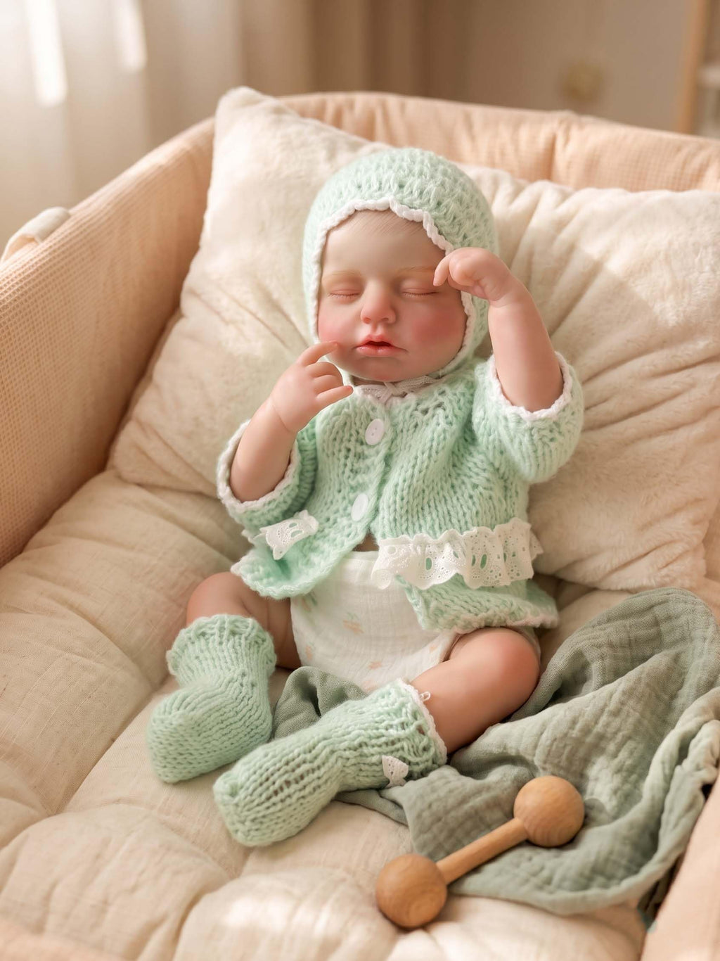 20-Inch Sleeping Reborn Baby Doll with Knitted Hat F102
