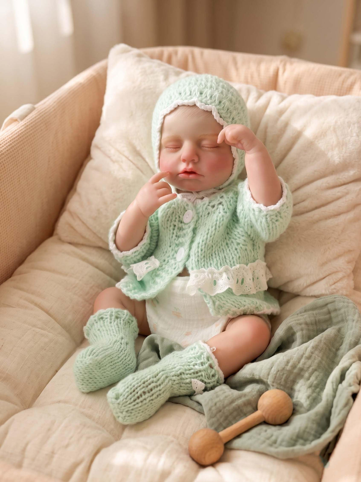 20-Inch Sleeping Reborn Baby Doll with Knitted Hat F102