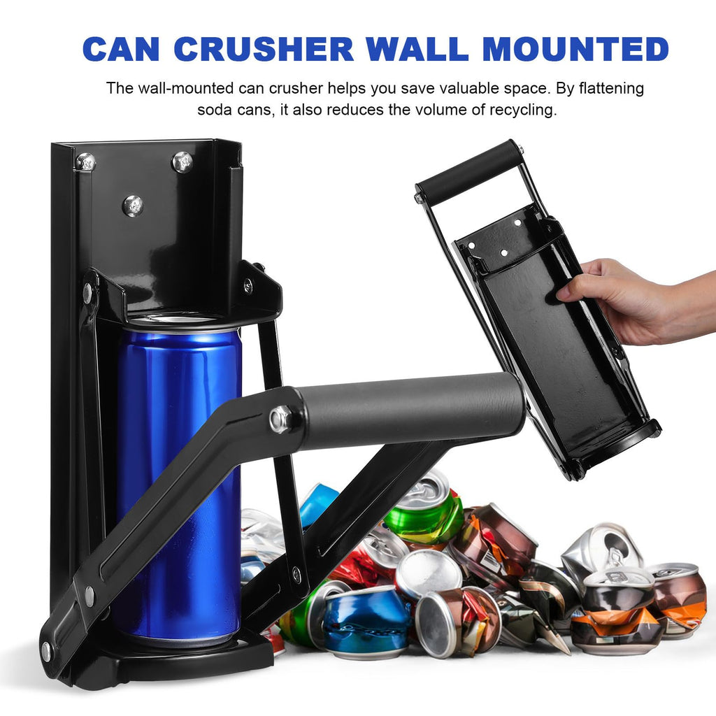 Black Wall Mounted Can Crusher with Bottle Opener O53618