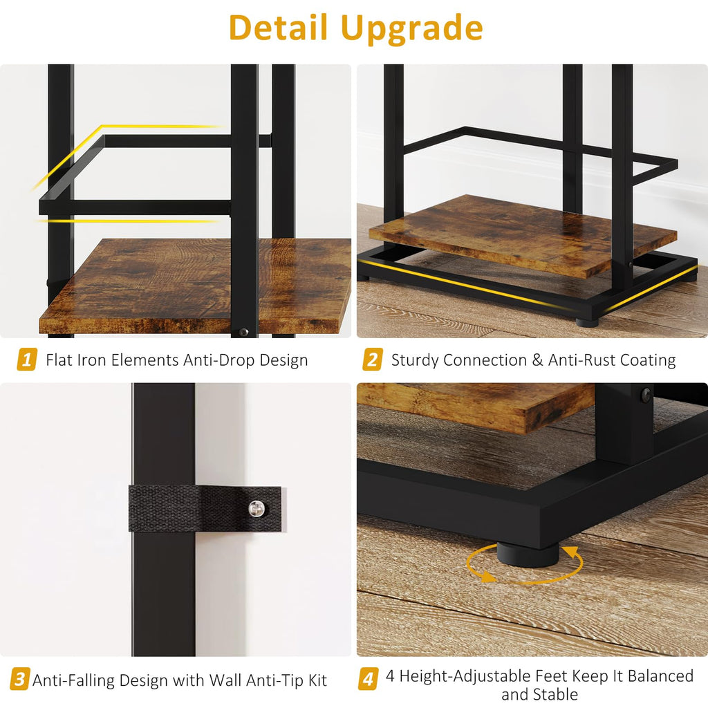 5 Tier Wood Bookcase with Metal Edge Protection W204
