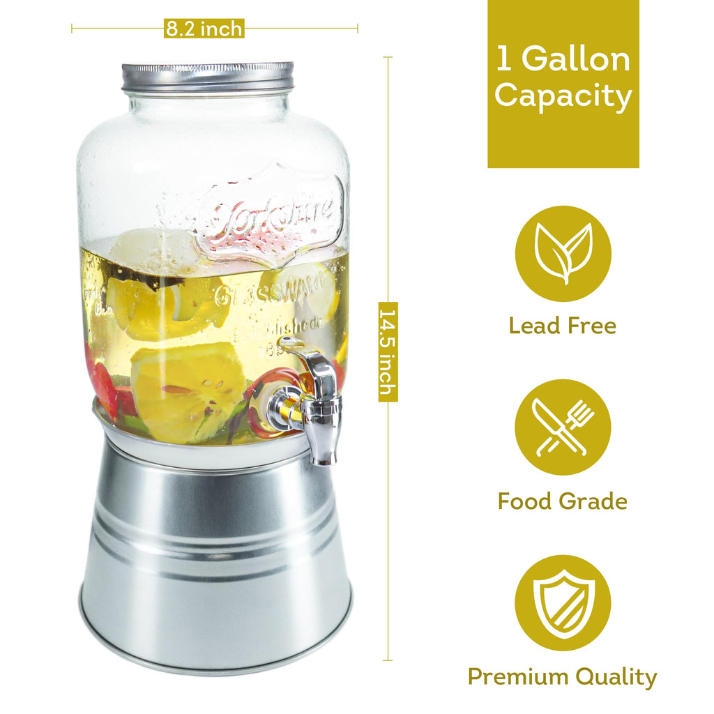 Glass Beverage Dispenser with Stand 1 Gallon F636197