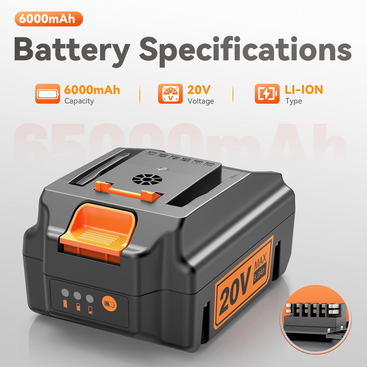 20V Lithium ion Battery 6.0Ah 2 Pack J408539