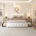 Full Size Bed Frame with LED Light and Storage Drawers S11482