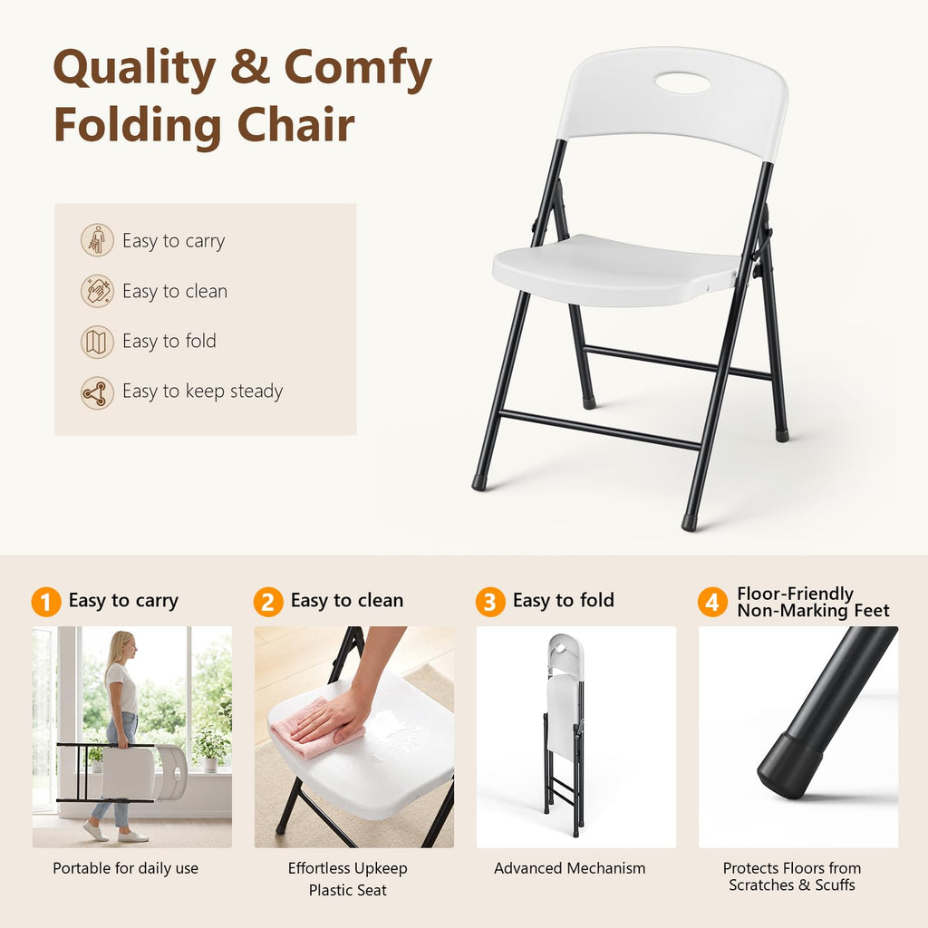 White 10 Pack Plastic Folding Chair N78819