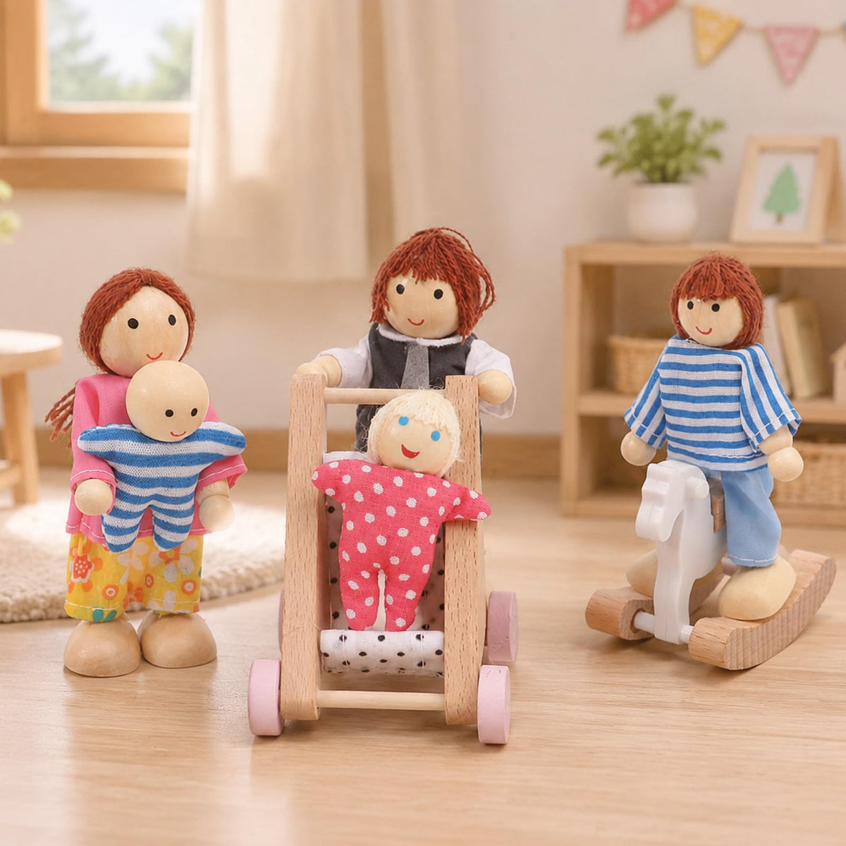 Wooden Dollhouse Family Set Figures T878
