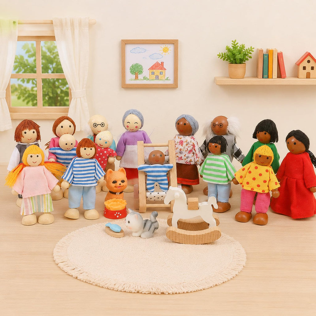 Wooden Dollhouse Family Set Figures T878