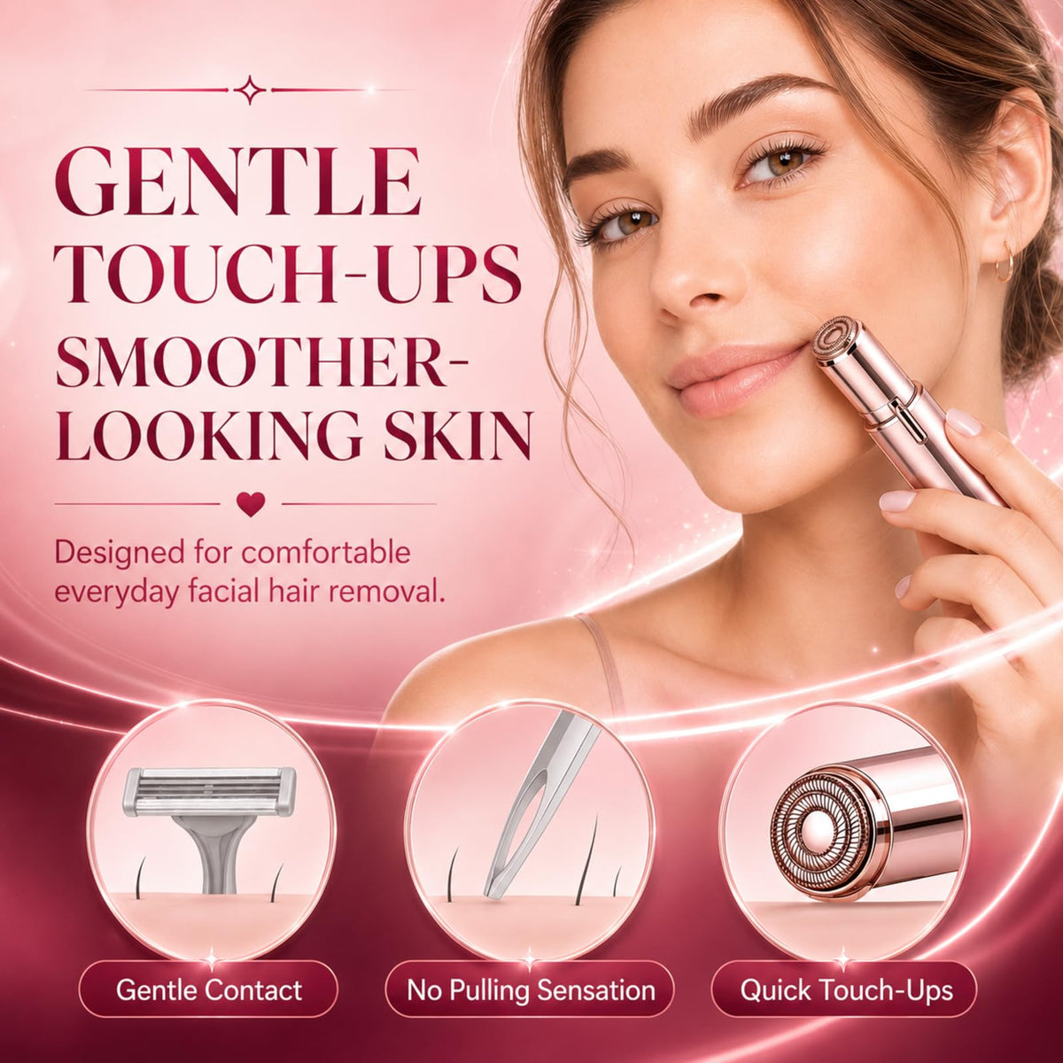 USB Rechargeable Facial Hair Remover with LED Light F654