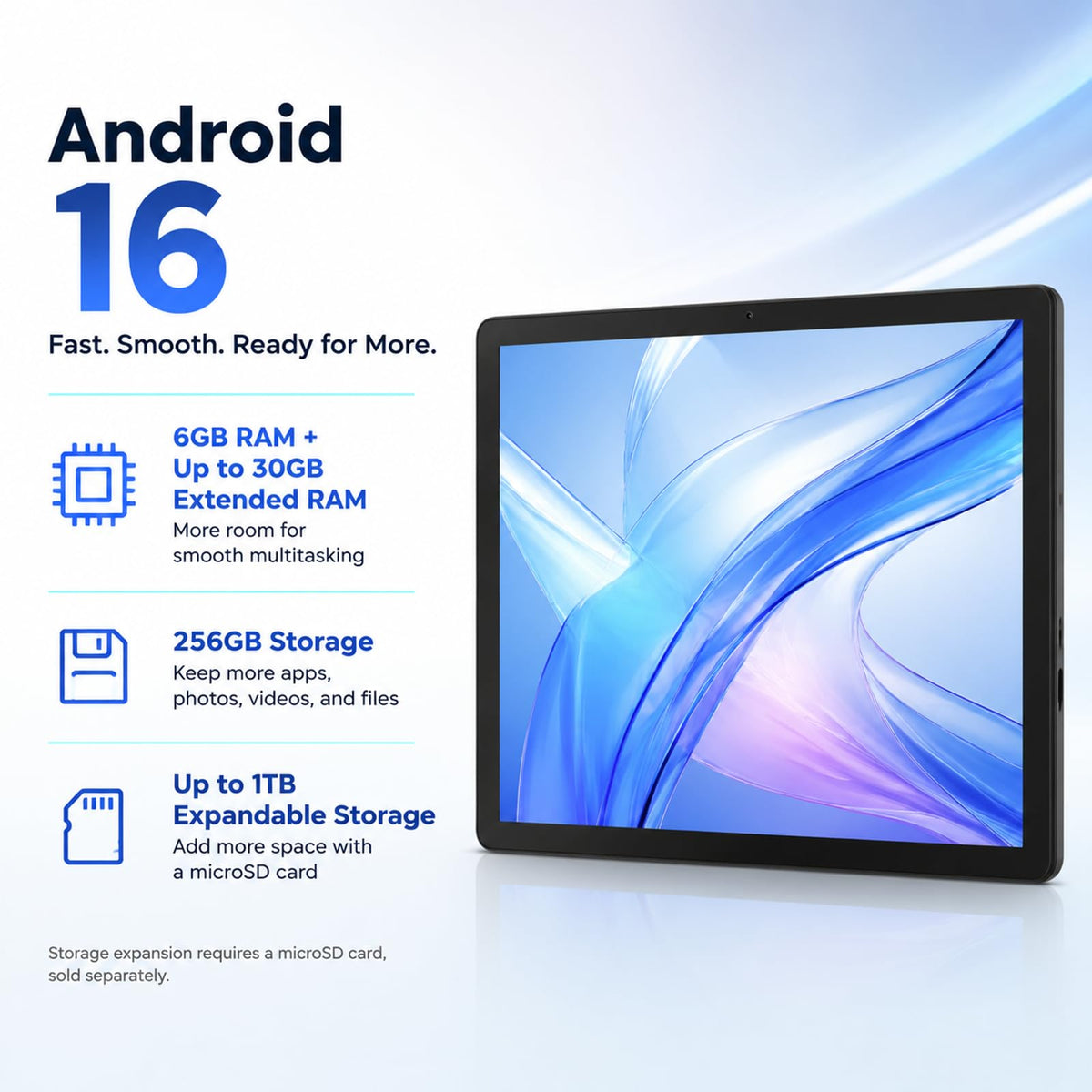 10.1 Inch Android 16 Tablet with 36GB RAM 256GB ROM Z694630