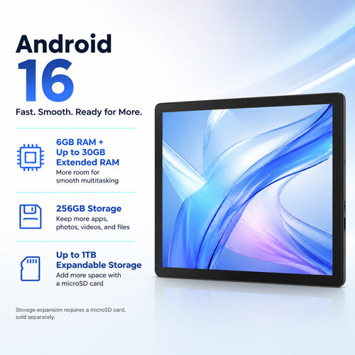 10.1 Inch Android 16 Tablet with 36GB RAM 256GB ROM Z694630