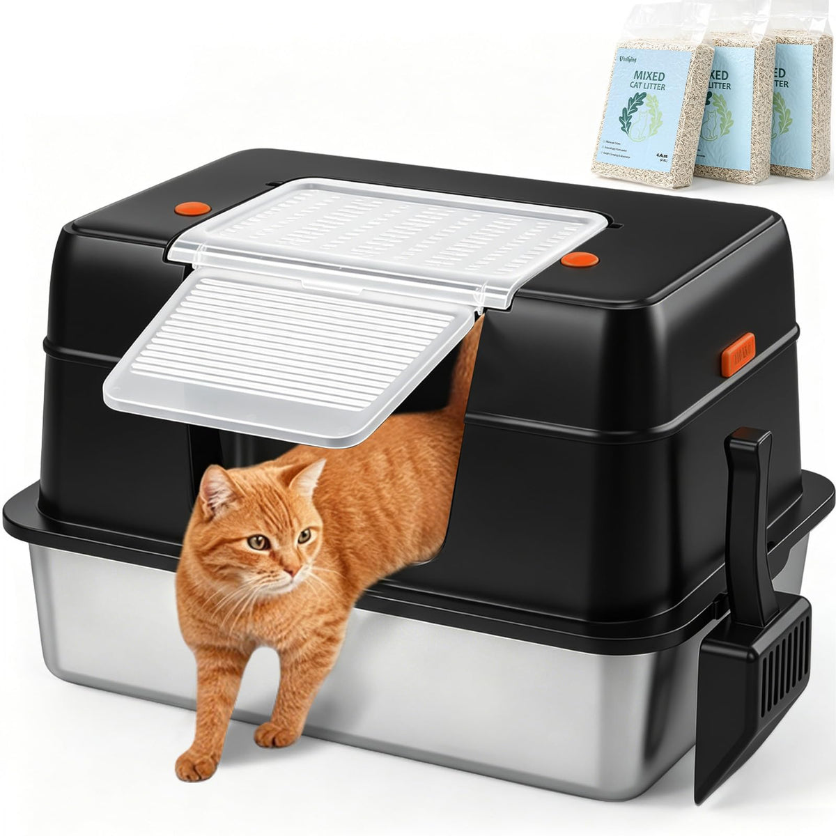 XL Stainless Steel Cat Litter Box L3395