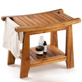 Teak Shower Bench with Shelf V72748