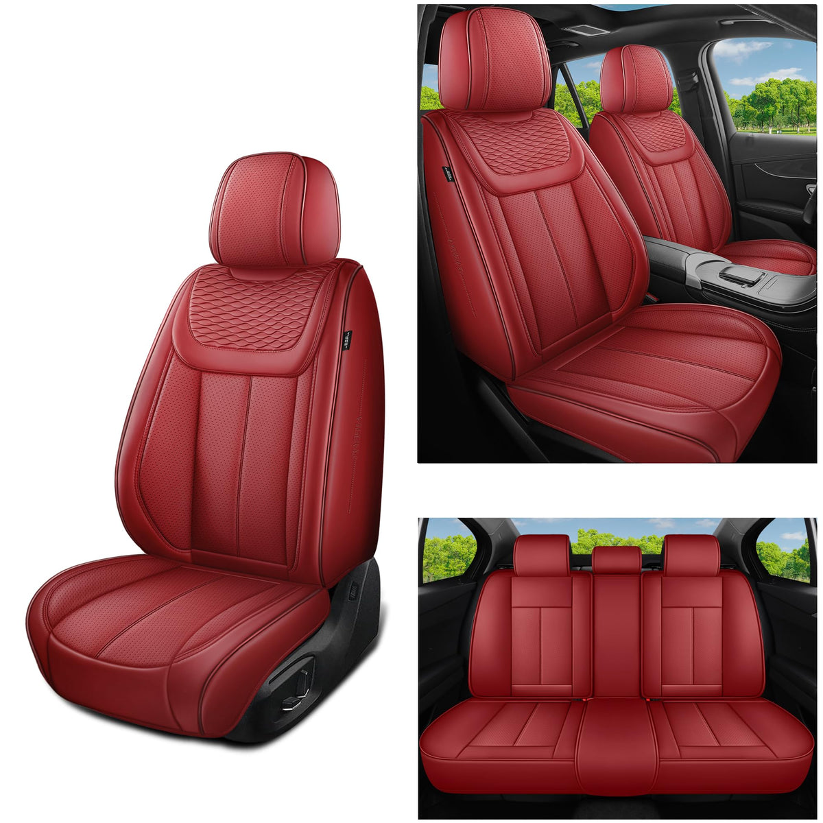 Red 5 Seat Car Seat Covers Full Set P950