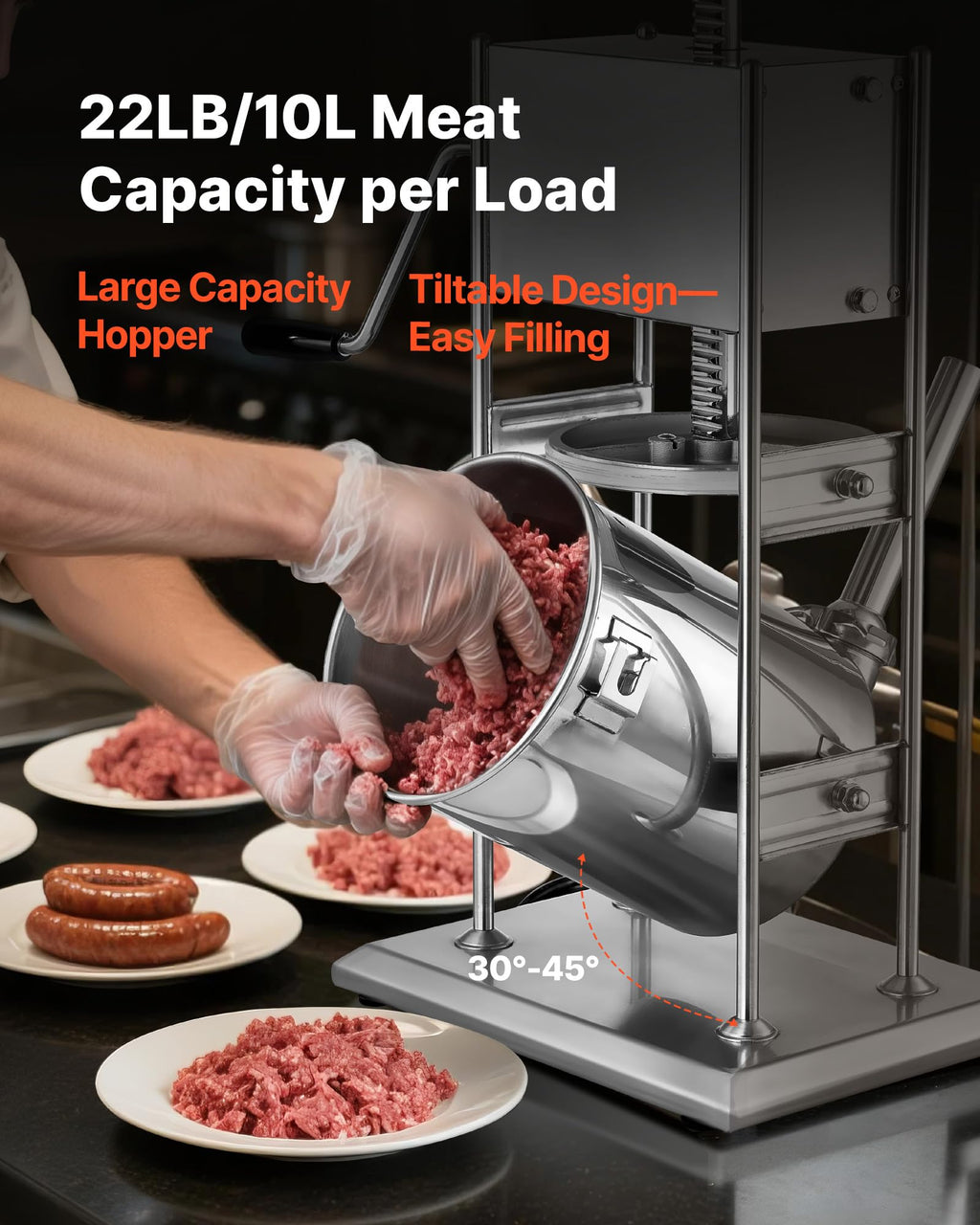 10 L Stainless Steel Vertical Manual Sausage Stuffer X908