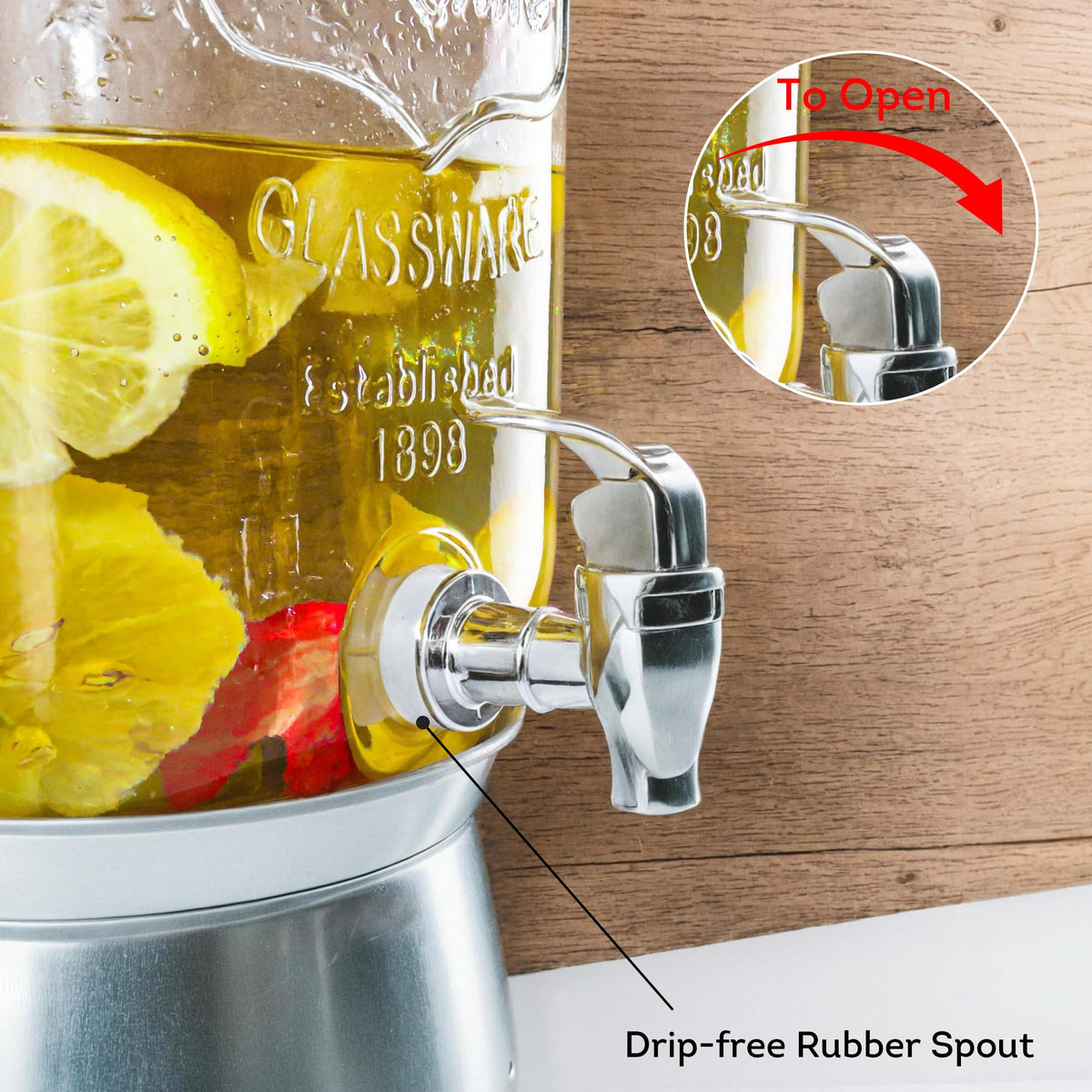 Glass Beverage Dispenser with Stand 1 Gallon F636197
