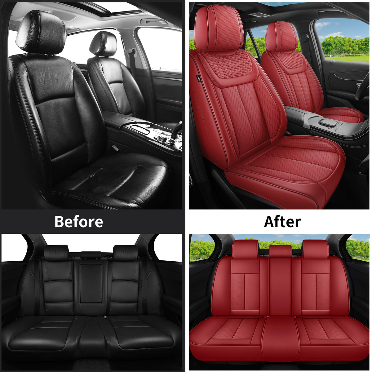 Red 5 Seat Car Seat Covers Full Set P950