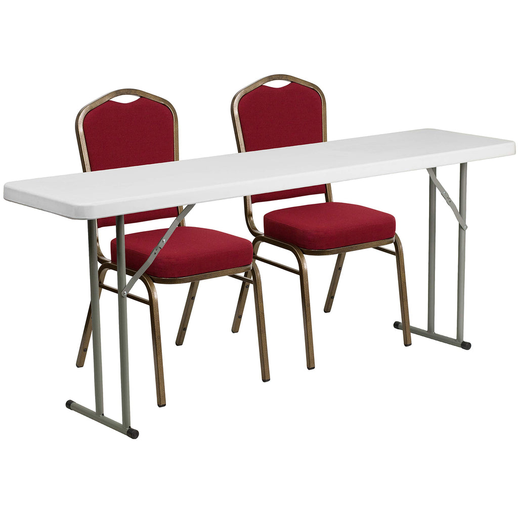 Granite White Plastic Folding Training Table Set K334179