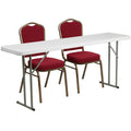 Granite White Plastic Folding Training Table Set K334179