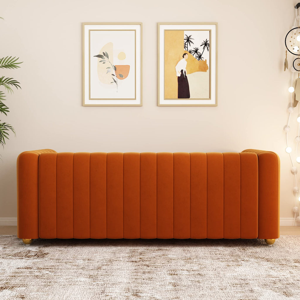 Orange Velvet 3 Seat Sofa M524673