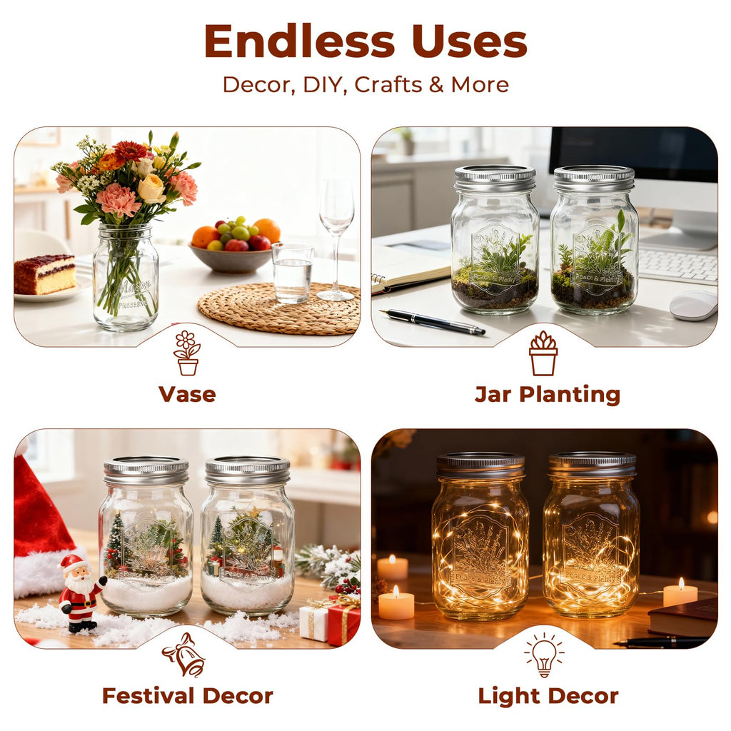 16oz 12 Pack Mason Jars with Airtight Lids N9533