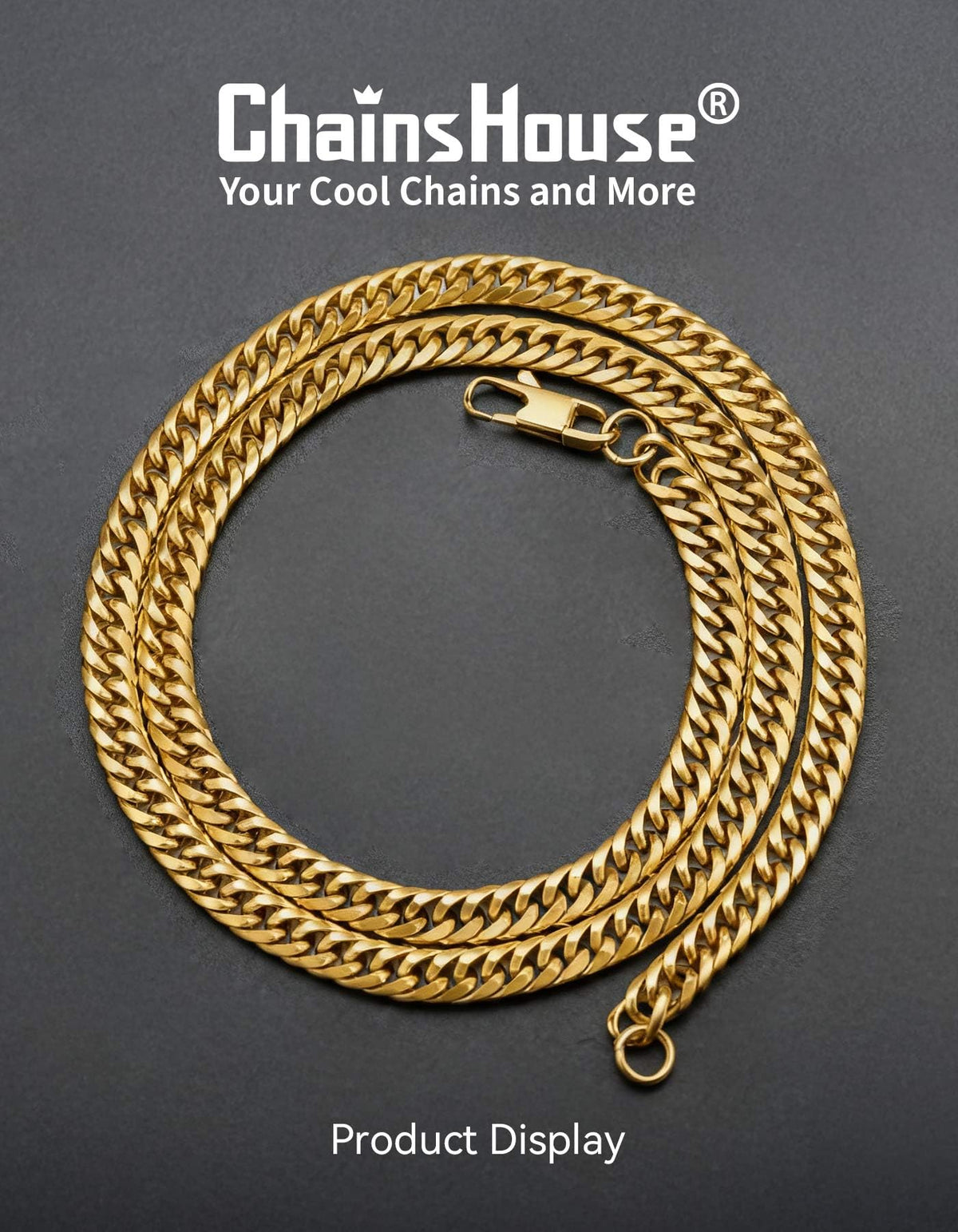Cuban Link Chain Stainless Steel 14K Gold Plated Y718931