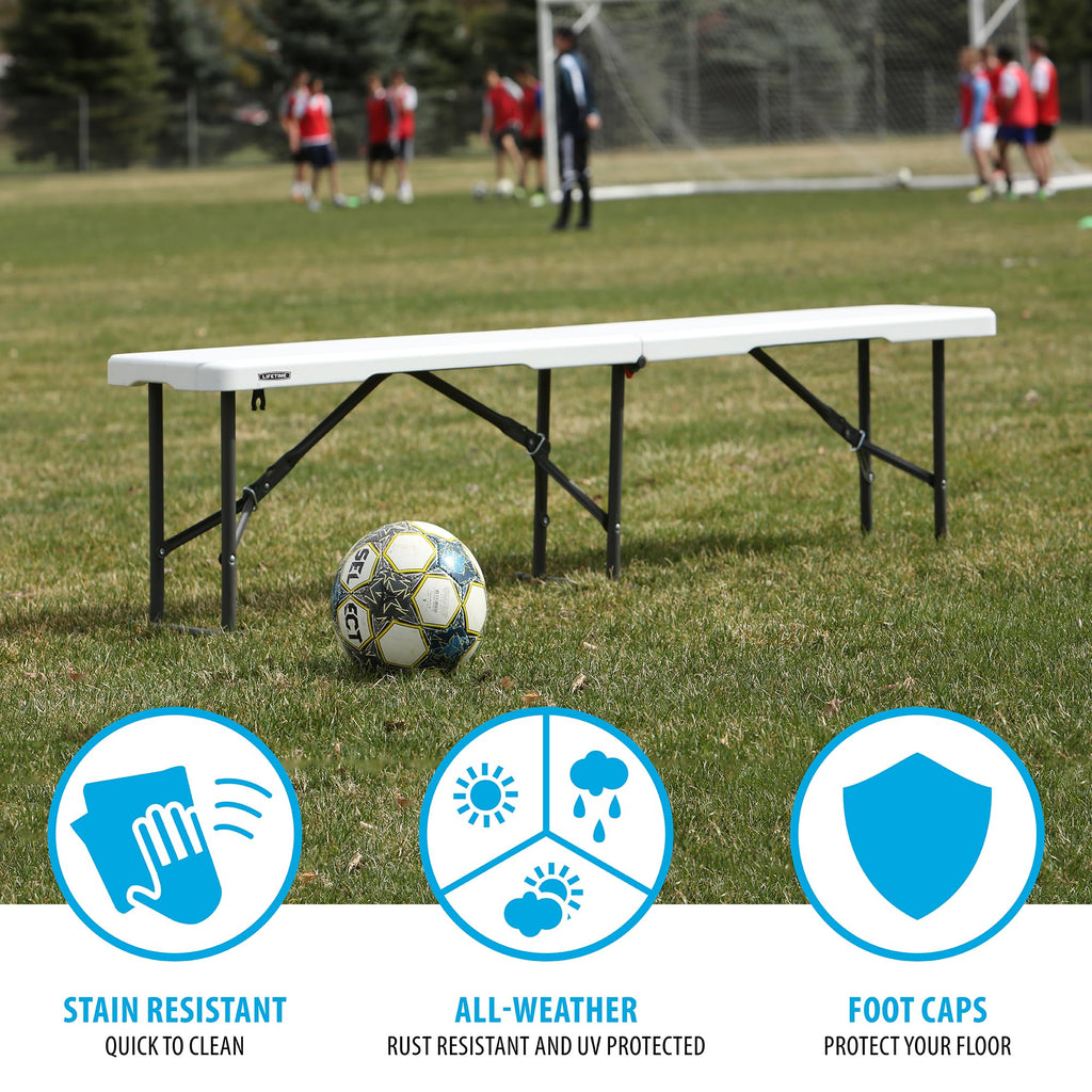Portable Folding Bench, 6-Foot, UV-Resistant, Powder-Coated Steel K62867