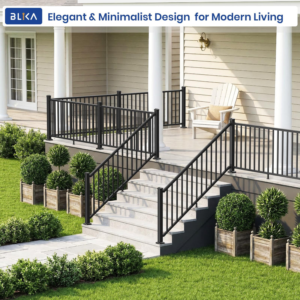Aluminum Stair Railing Kit with Post, Matte Black Q2824