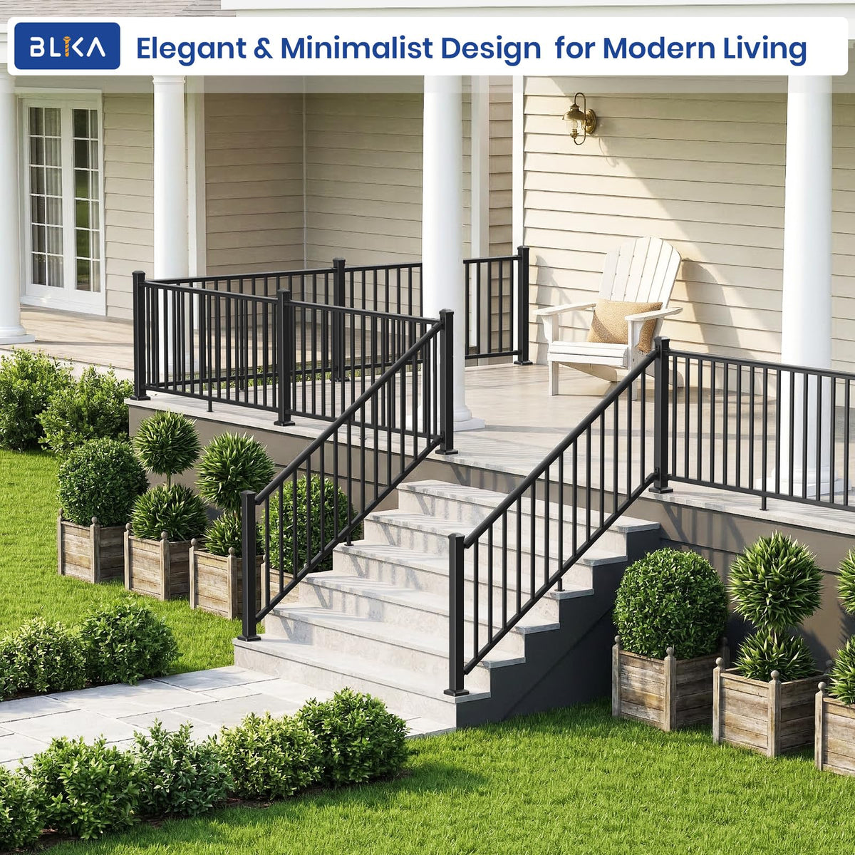 Aluminum Stair Railing Kit with Post, Matte Black Q2824