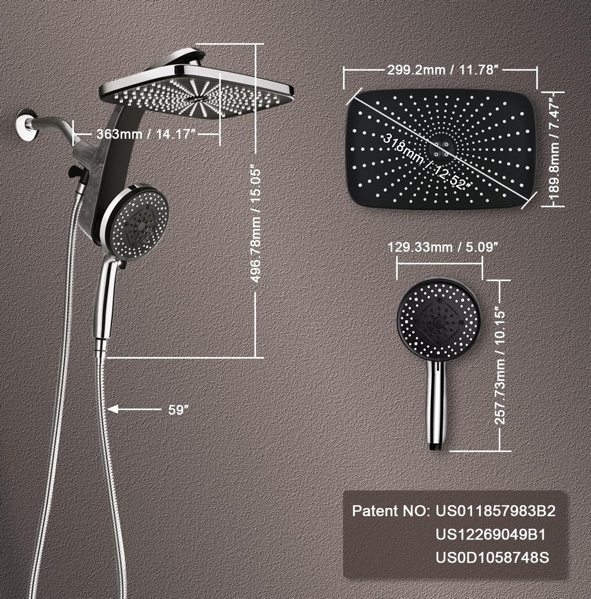 Chrome Handheld Rain Shower Head D7831