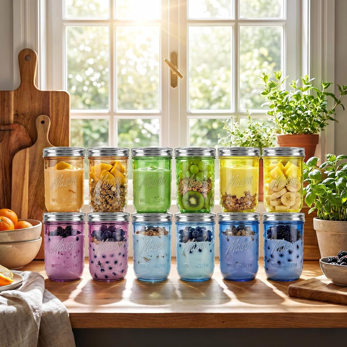 12 Pack 16 oz Wide Mouth Mason Jars with Lids V285