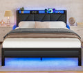 Full Size Bed Frame with Storage Shelf and Upholstered Headboard X81006