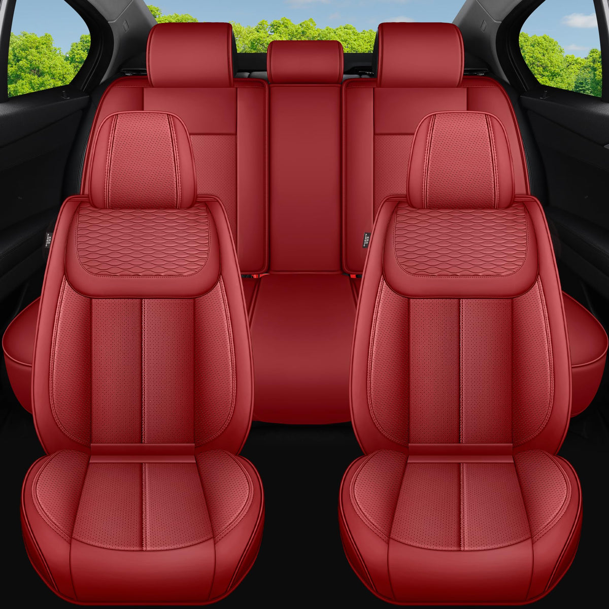 Red 5 Seat Car Seat Covers Full Set P950
