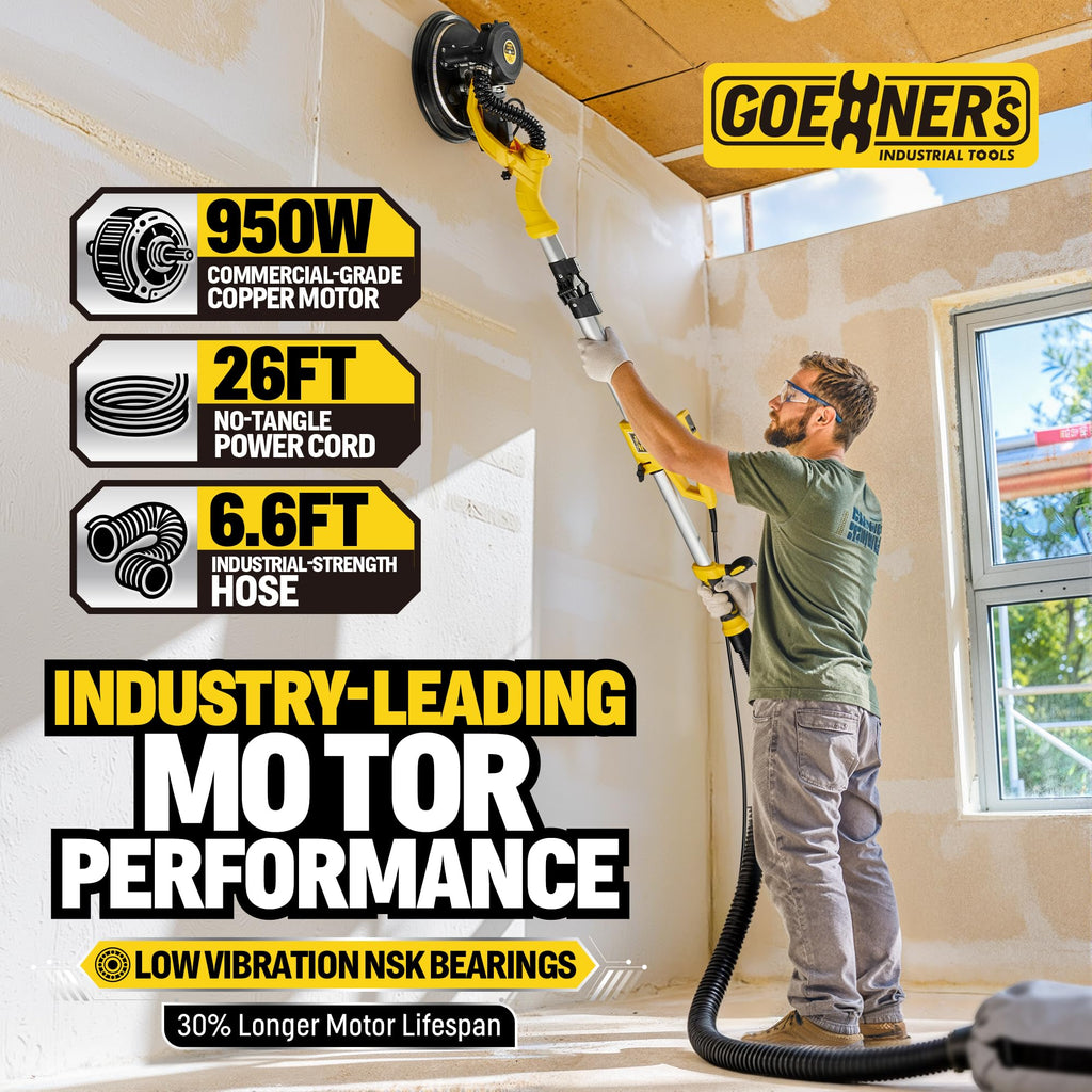 950W Electric Drywall Sander with Vacuum Dust Collector K2638