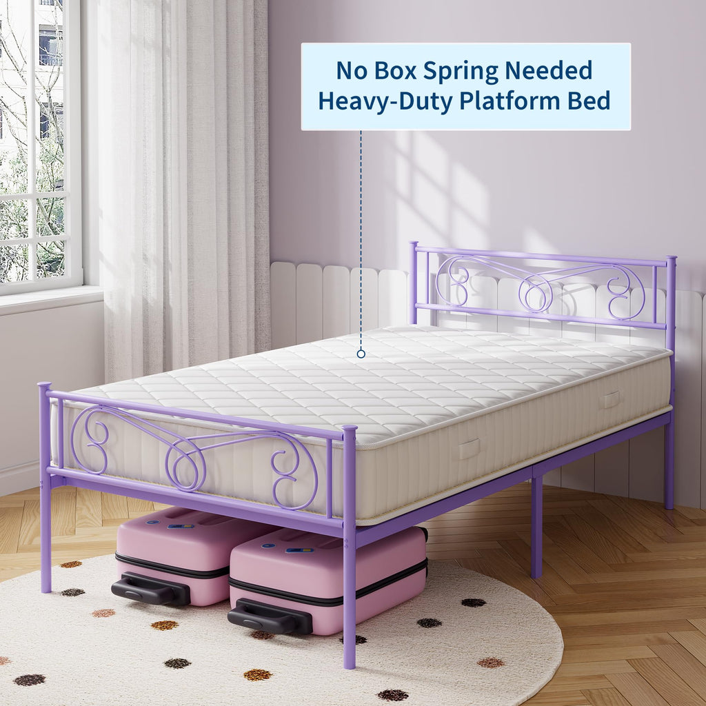 Twin Size Metal Bed Frame with Headboard L119