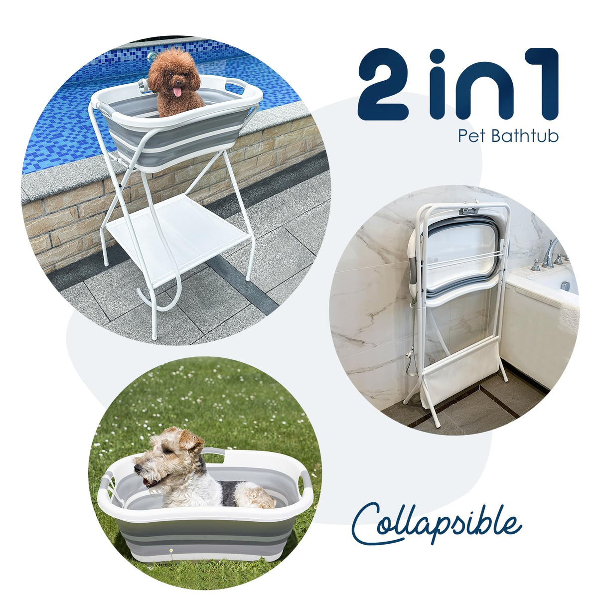 2 in 1 Collapsible Portable Dog Bath Tub O764488