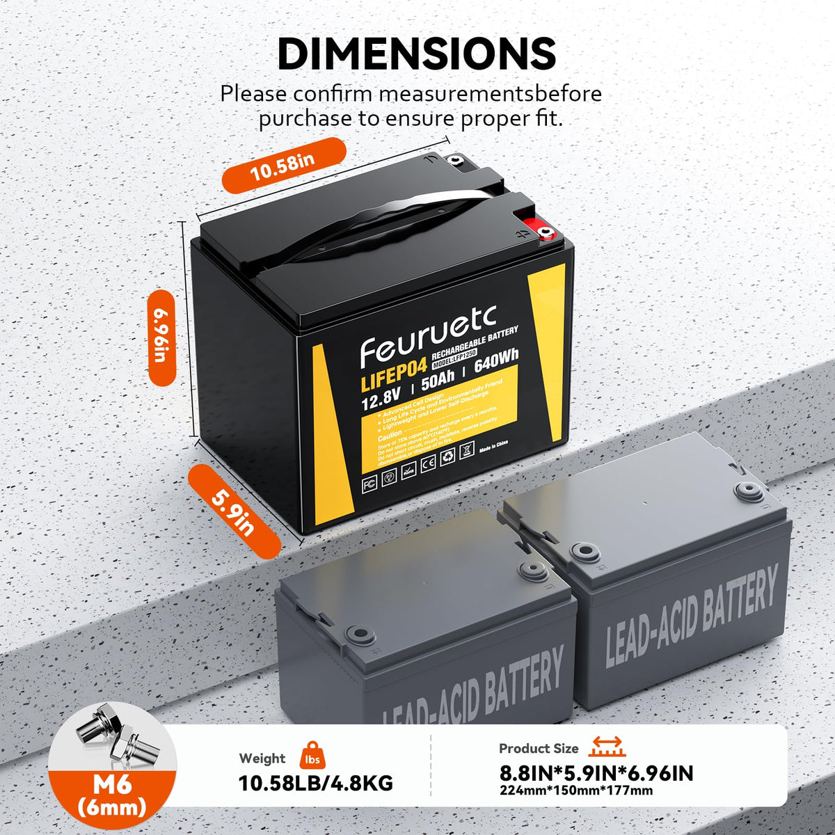 12V 50Ah LiFePO4 Lithium Battery with 50A BMS G42157