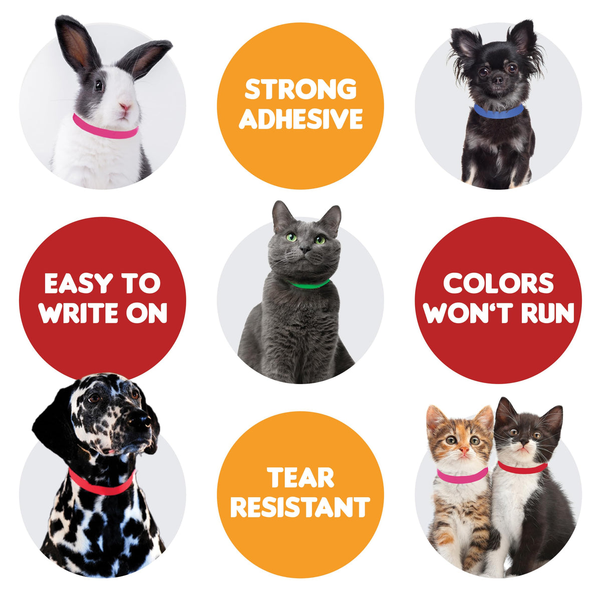 20 Inch 500 Count Waterproof Writable Tear-Resistant Pet ID Collars D53834