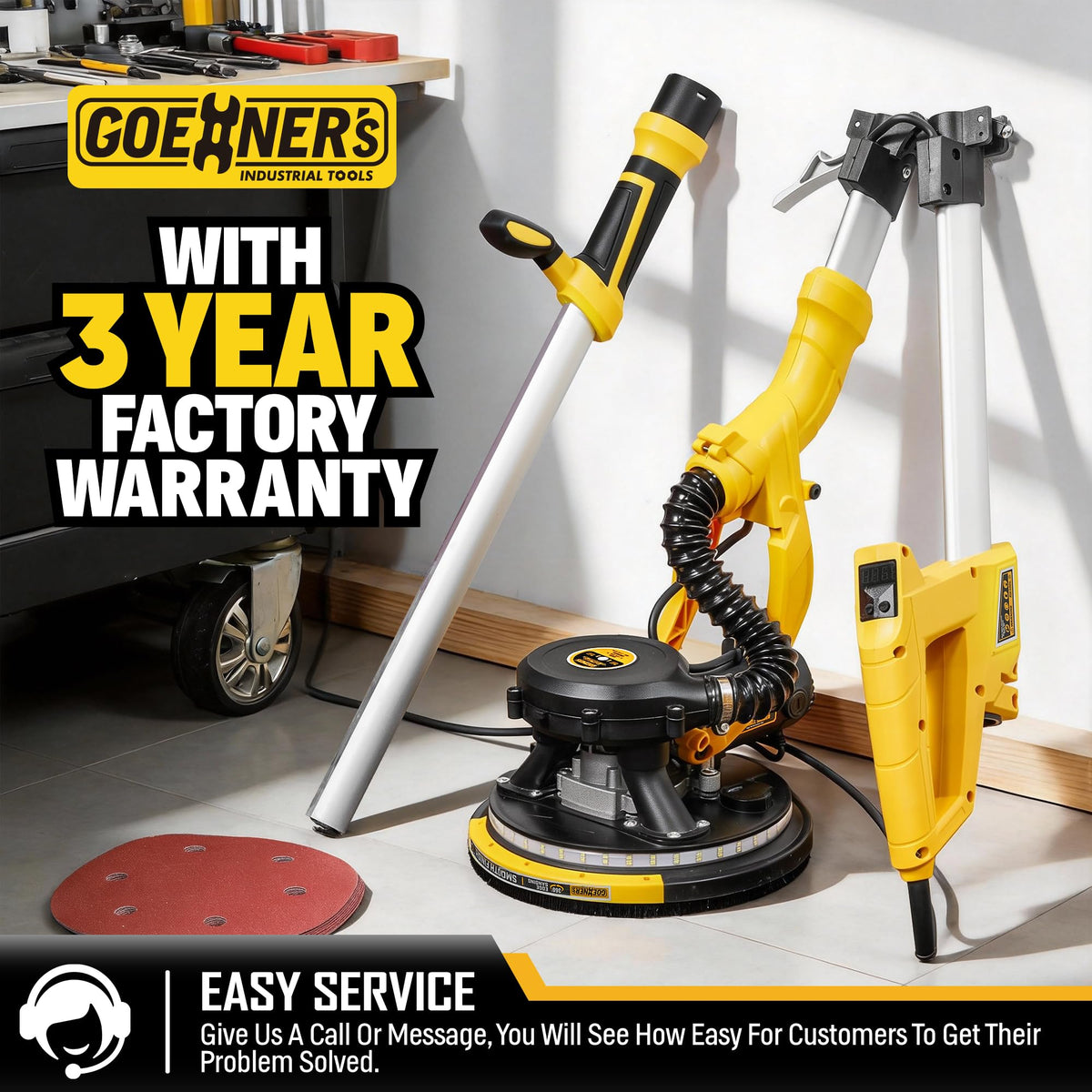 950W Electric Drywall Sander with Vacuum Dust Collector K2638