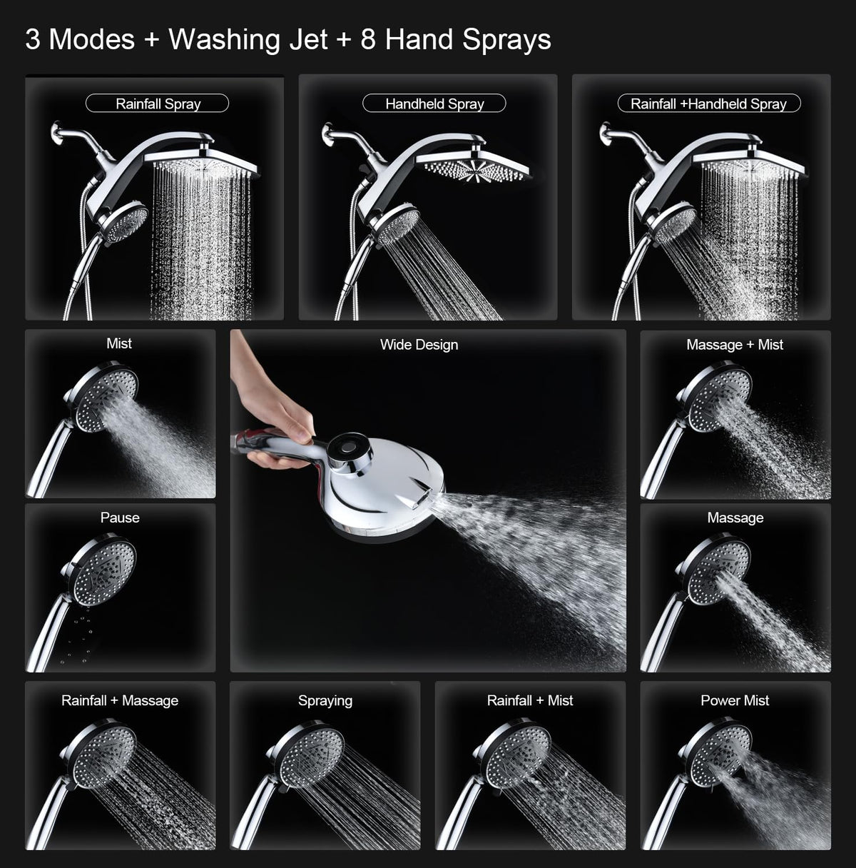 Chrome Handheld Rain Shower Head D7831