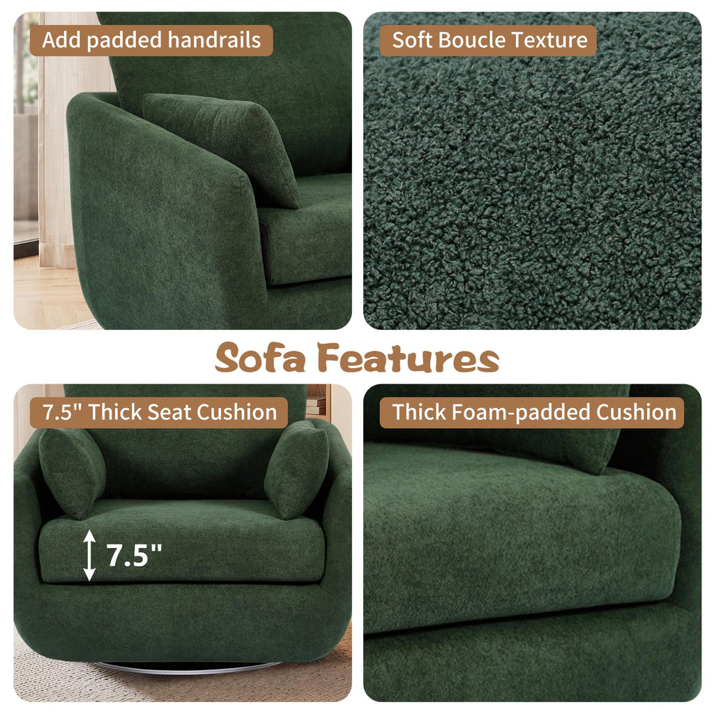 Oversized Sherpa Boucle Fabric Swivel Accent Armchair Set of 2 Y2335