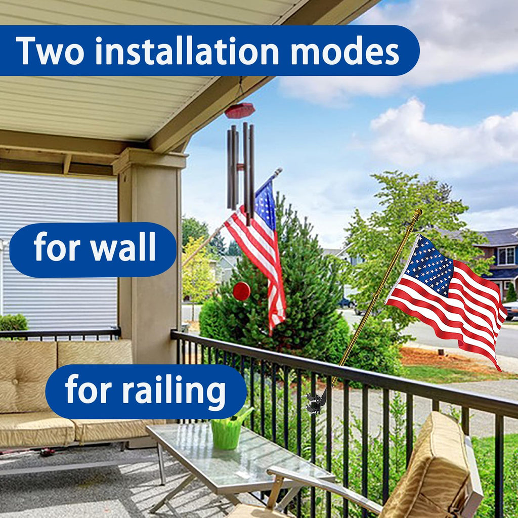 Flagpole Mount for Balcony Railing, Round and Square Railing, Black N751