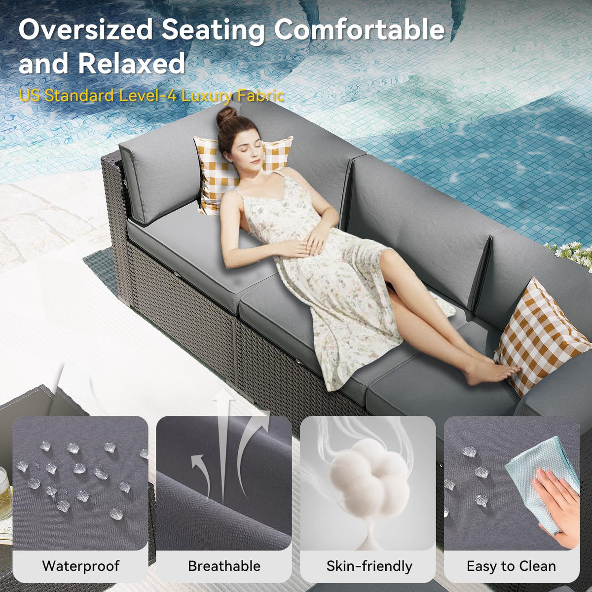 7 Piece Wicker Rattan Outdoor Sectional Sofa Set Q242