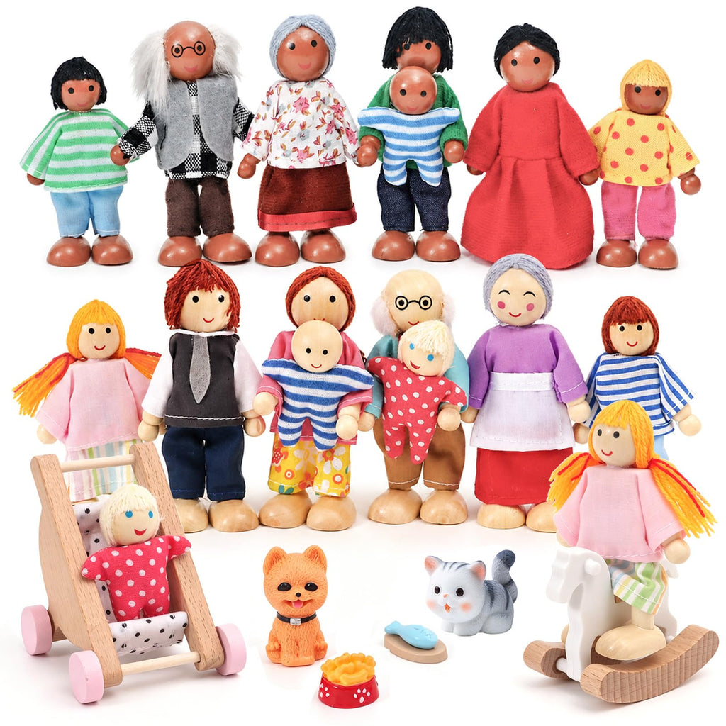 Wooden Dollhouse Family Set Figures T878