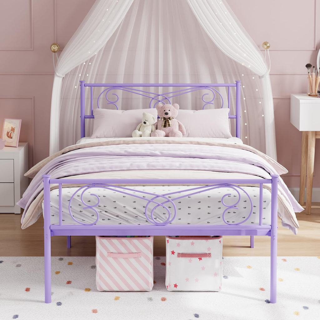 Twin Size Metal Bed Frame with Headboard L119